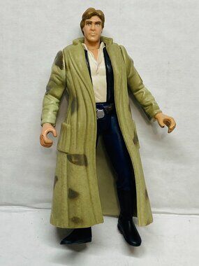 VNTG STAR WARS Han Solo Endor Gear, 4” Articulating Figure, Long Coat, 1997 VGUC